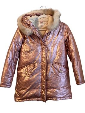 Metallic Pink Kids J Crew- Crewcuts with Faux Fur Trim